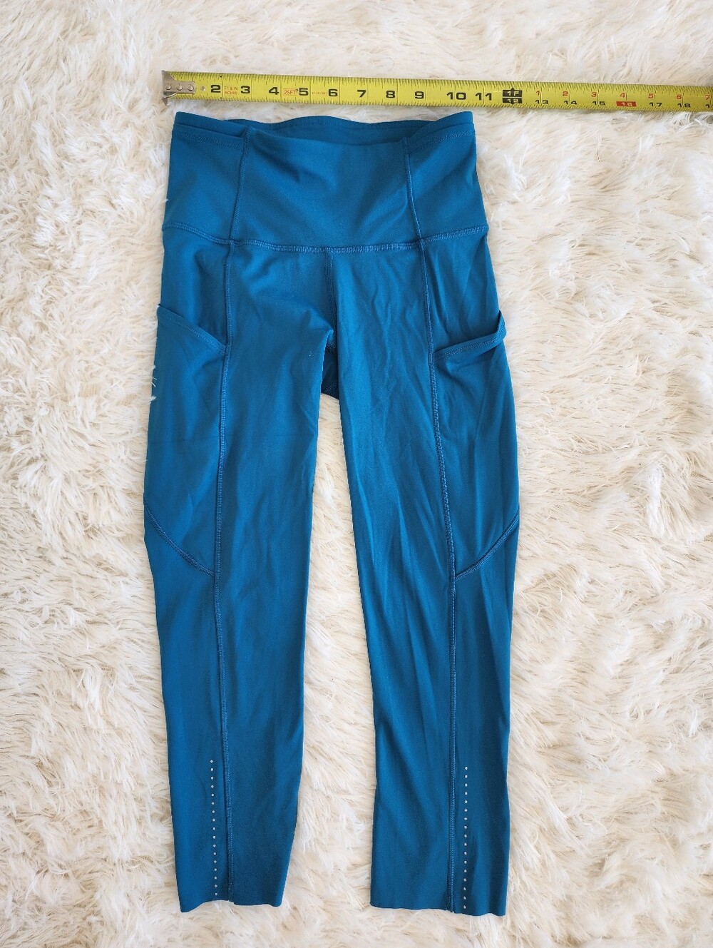 Lululemon Fast & Free Crop II Nulux Fabric - Pacific Breeze Teal Great Condition